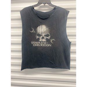 VTG Harley Davidson Germany Skull Sleeveless Tee T-Shirt Men's Size M Black PBT